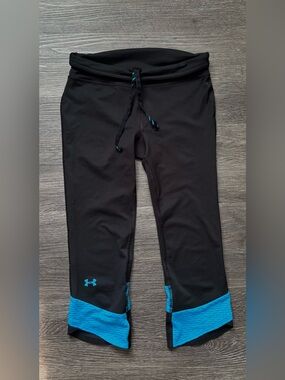 Under Armour Black Leggings with Blue Cuff Accents - women